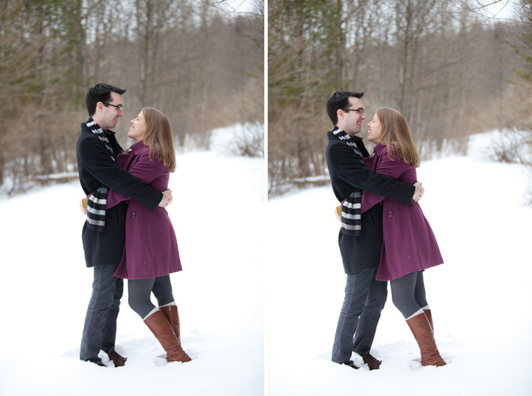 Snowy Upstate New York Cabin Engagement Photo Session (7)