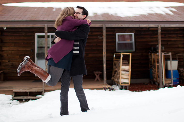 Snowy Upstate New York Cabin Engagement Photo Session (12)