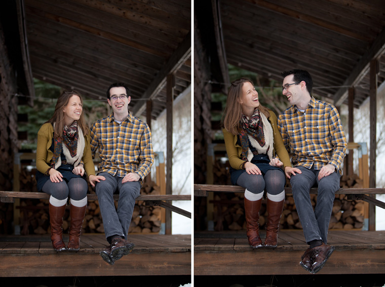 Snowy Upstate New York Cabin Engagement Photo Session (15)