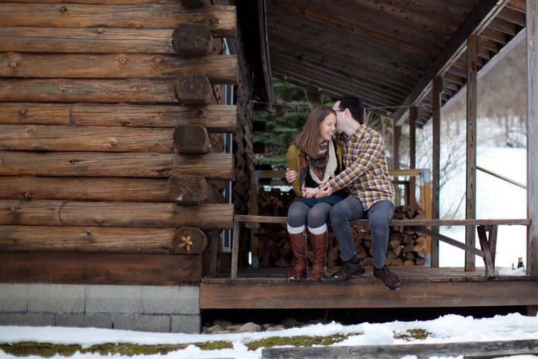 Snowy Upstate New York Cabin Engagement Photo Session (16)