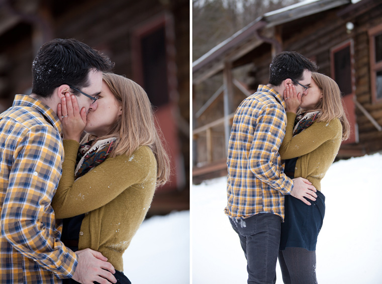 Snowy Upstate New York Cabin Engagement Photo Session (23)